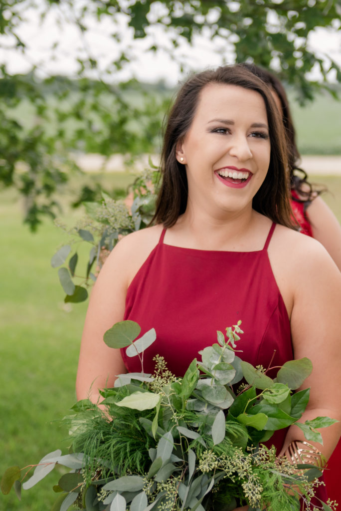 Jesse & Paige McEachran Homestead Winery outdoor wedding bridesmaid by Tina Captures Photography