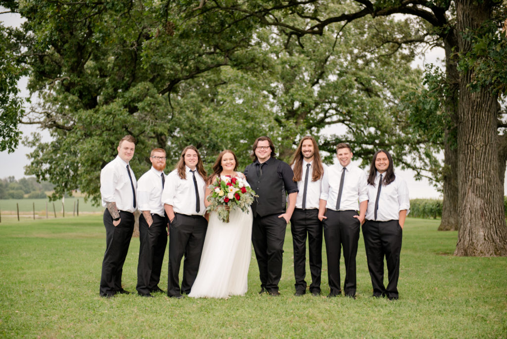 Jesse & Paige McEachran Homestead Winery outdoor winery wedding bridal party by Tina Captures Photography