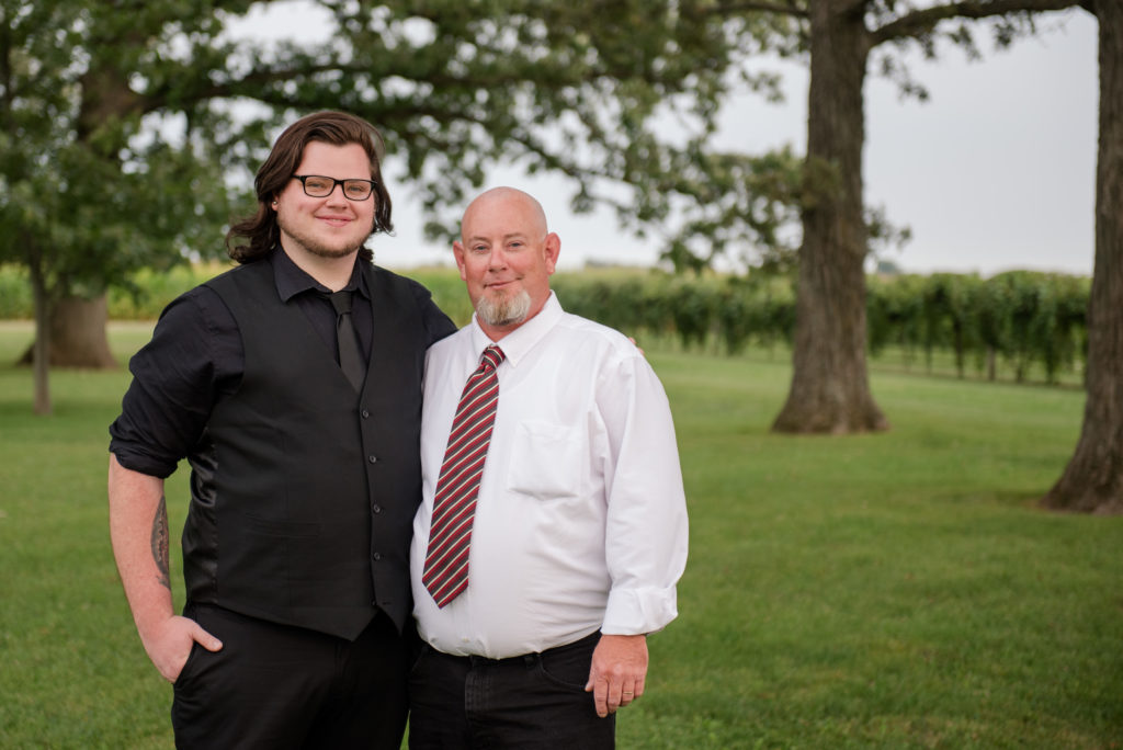 Jesse & Paige McEachran Homestead Winery outdoor wedding groom and groom's father by Tina Captures Photography