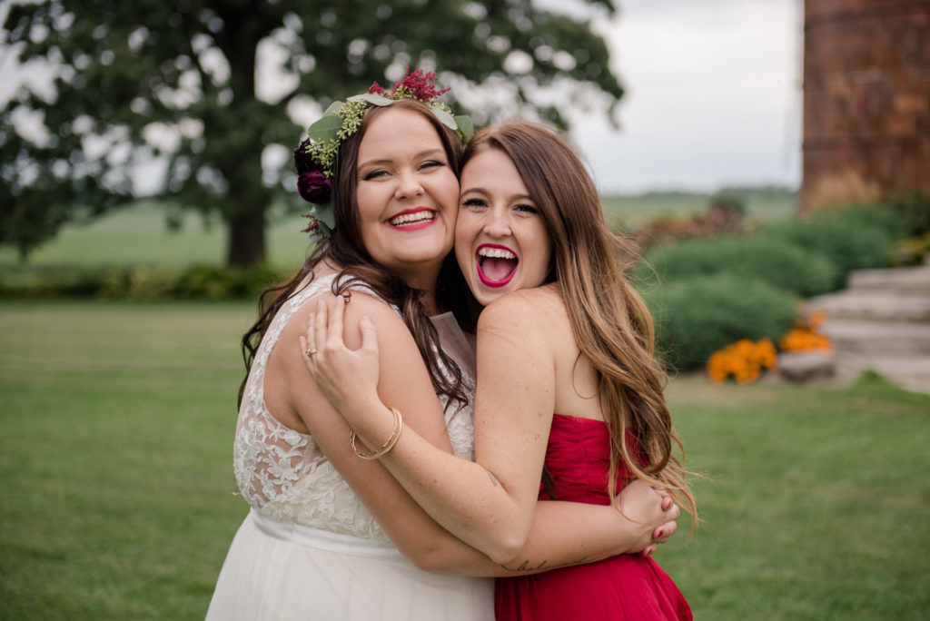 Jesse & Paige McEachran Homestead Winery outdoor wedding bridesmaid by Tina Captures Photography