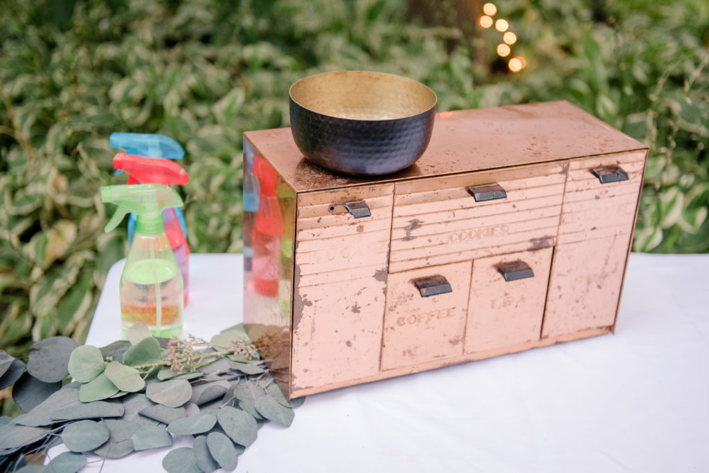 Jesse & Paige McEachran Homestead Winery outdoor wedding reception details temporary tattoo station by Tina Captures Photography