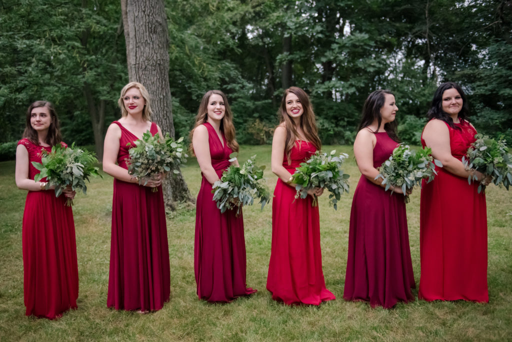 Jesse & Paige McEachran Homestead Winery outdoor wedding ceremony venue bridesmaids by Tina Captures Photography