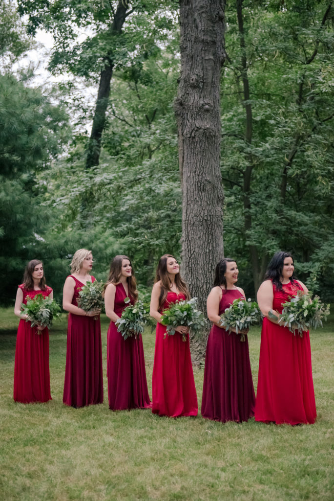 Jesse & Paige McEachran Homestead Winery outdoor wedding ceremony venue bridesmaids by Tina Captures Photography