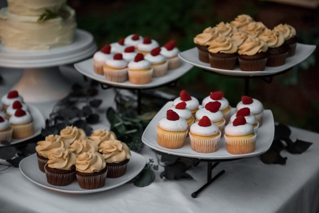 Jesse & Paige McEachran Homestead Winery outdoor wedding dessert reception by Tina Captures Photography