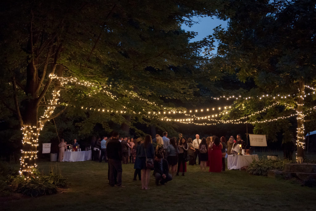 Jesse & Paige McEachran Homestead Winery outdoor wedding dessert reception in the woods by Tina Captures Photography