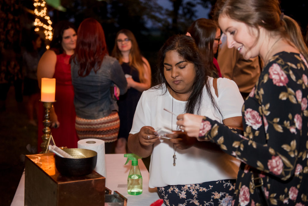 Jesse & Paige McEachran Homestead Winery outdoor wedding temporary tattoo bar station by Tina Captures Photography